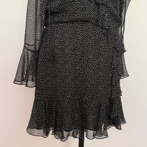 3.1 Phillip Lim sz 10 Black Cream 100% silk Patterned Dress 35” length ruffles - Picture 4 of 12